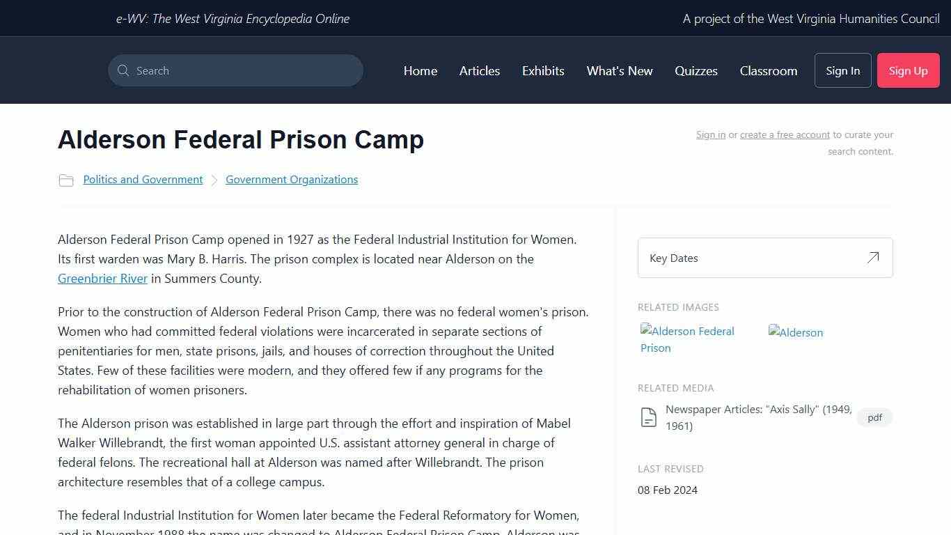 e-WV - Alderson Federal Prison Camp